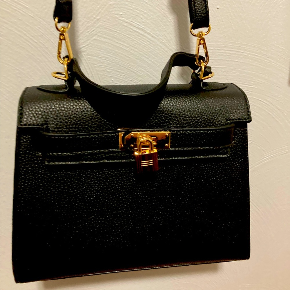Pebbled black handbag